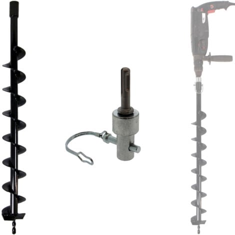 GT MARKET Erdbohrer Ø 80 mm mit Adapter für Bohrmaschine und SDS-plus Bohrhammer