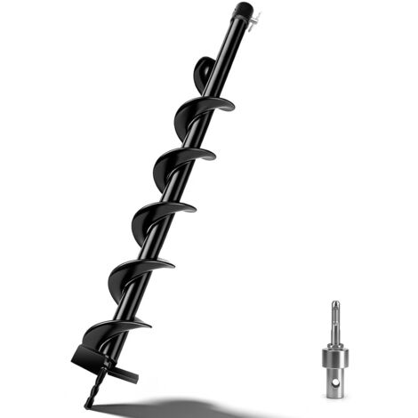 Erdbohrer ⌀80mm, Erdbohrer für Bohrmaschine mit SDS-PLUS Adapter, Erdlochbohrer für Bohrhämmer mit 80 cm Länge Erdlochbohrer für Benzin-Erdbohrgeräten, Elektro-Erdbohrgeräten, SDS-PLUS-Bohrhämmern‌