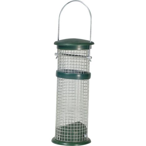Erdnusssäule Metall klein grün Ø 6,5, Höhe 21,5 cm Vogelfutterspender