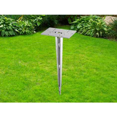 Erdspieß aus Metall in Nickel matt für Garten Außenleuchten / Pollerleuchten