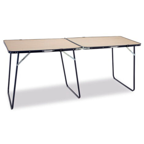 EREDU mesa plegable 160x60 cm tubo azul beige 878ddc , Mesa plegable 160x60 cm tubo azul y tablero beige 878DDCMesa de camping con estructura metálica y doble tablero de superf
