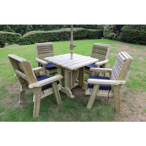 Ergo 4 Seater Set - Sits 4, wooden garden furniture dining set with table and chairs
