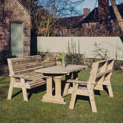 Ergo Table Bench Set - Sits 4, wooden garden dining furniture