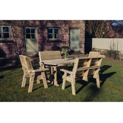 Ergo Table Set - Incl. 2 Bench & 2 Chair - L240 x W140 x H105 cm - Minimal Assembly Required - Set of Waterproof Cushions Included