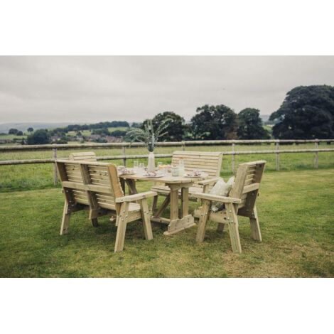 Ergo Wooden Garden 6 Seat Table Set 2Xc 2Xb
