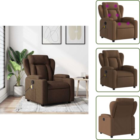 Ergonomía - vidaXL Sillón reclinable con masaje de tela marrón - Comodidad