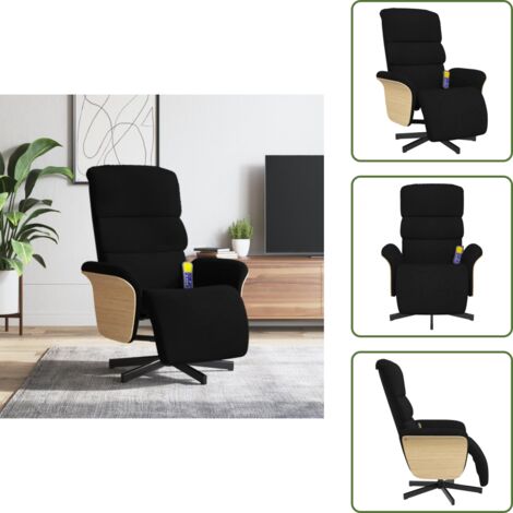 Ergonomía - vidaXL Sillón reclinable de masaje con reposapiés tela negra - Asiento cómodo