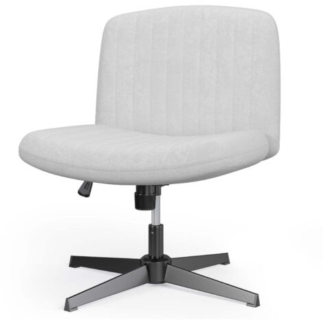 Ergonomic Cross Legged Office Chair Armless Wide Desk Chair with Mid Back Support Grey