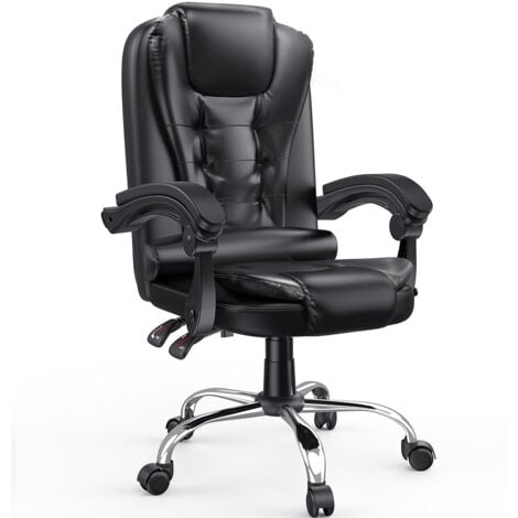 RATTANTREE Ergonomic Executive Office Chair PU Leather High Back Computer Desk Chair with Reclining Black