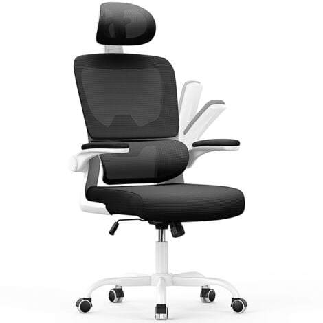 NASPALURO Ergonomic Mesh office chair with lumbar support, Bigzzia High Back Reclining desk chair with reliable Armrests, Swivel Computer Task Chair, Black and white