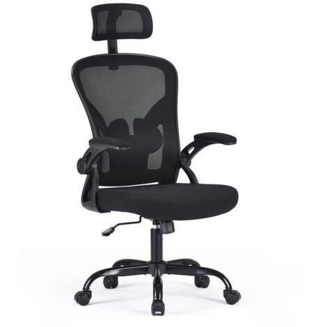 Ergonomic Office Chair, Desk Chair with Headrest, High Back Computer Chair with Armrests and Adjustable Lumbar Support for Home Office, Study Room, Black & Dark Black
