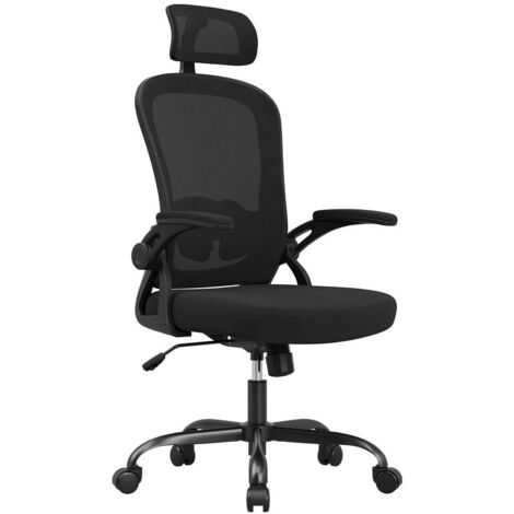Ergonomic Office Chair, Desk Chair with Headrest, High Back Computer Chair with Armrests and Adjustable Lumbar Support for Home Office, Study Room, Black & Dark Black