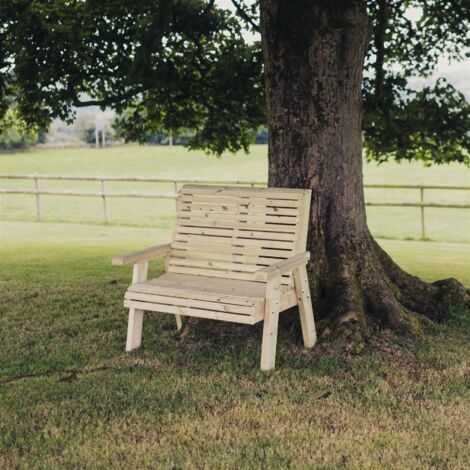 Ergonomical 2 Seater Bench, Wooden Garden Furniture - L75 x W120 x H105 cm - Partially Assembled