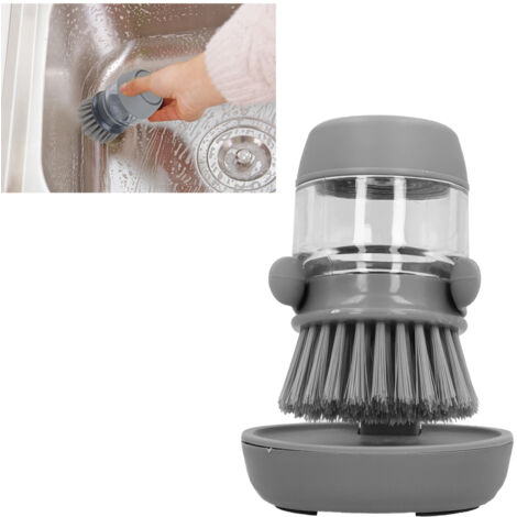 Ergonomische Küchenreinigungsbürste mit Fettlöser-Spender, Grau