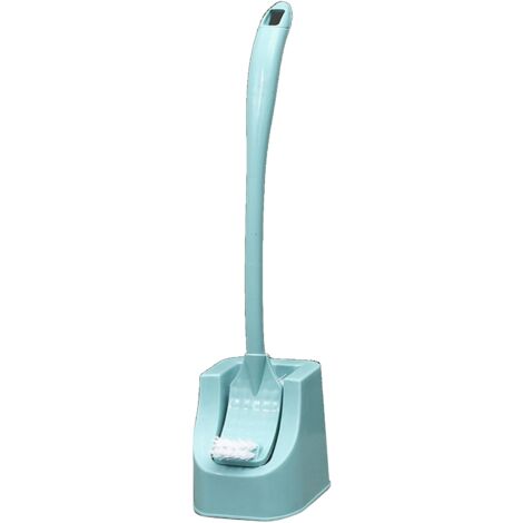 Ergonomische lange Toilettenbürste mit Wandhalterung – 34 cm – Blau – Kompaktes Design für gründliche Reinigung