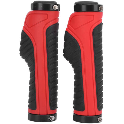 Ergonomische, rutschfeste und feststellbare Fahrradgriffe für komfortables, professionelles Mountainbiken (Schwarz/Rot)