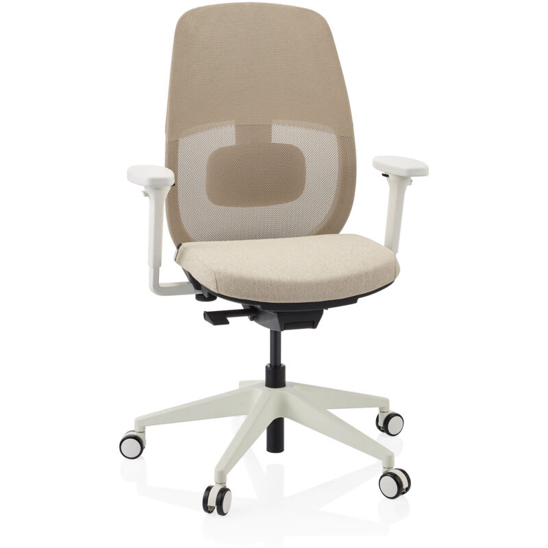 Ergonomischer Bürostuhl Skandis Ohne Kopfstütze Beige / Gestell Weiß Hjh Office