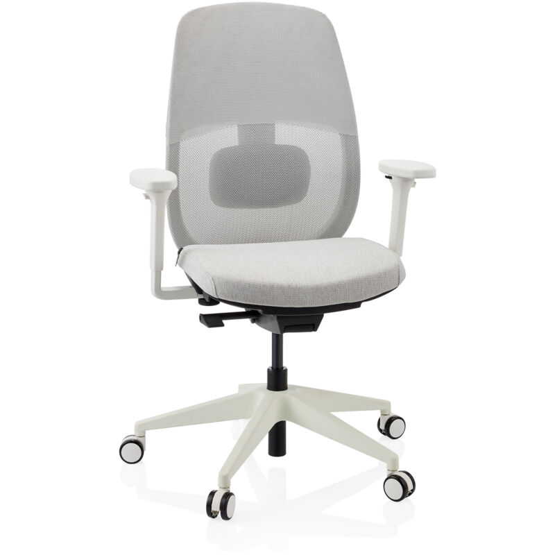 Ergonomischer Bürostuhl Skandis Ohne Kopfstütze Grau / Gestell Weiß Hjh Office