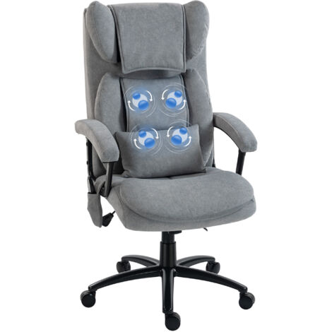 Ergonomischer Massage-Bürostuhl mit 4 Knetpunkten, Chefsessel mit hoher Butterfly-Rückenlehne, breitem Sitz, Grau