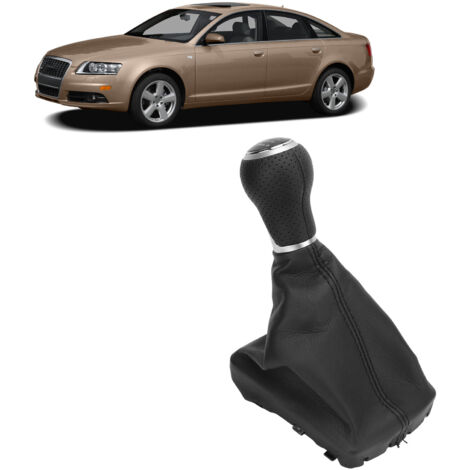 Ergonomisches 6-Gang-Getriebenadelventil mit weißer Beschriftung für Audi A6 C6 2004–2011 LHD, silberner Ring