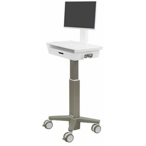 Ergotron CareFit Slim 2.0: Carrello multimediale universale in alluminio, leggero e compatibile con dispositivi All-In-One e display LCD, colore grigio-bianco