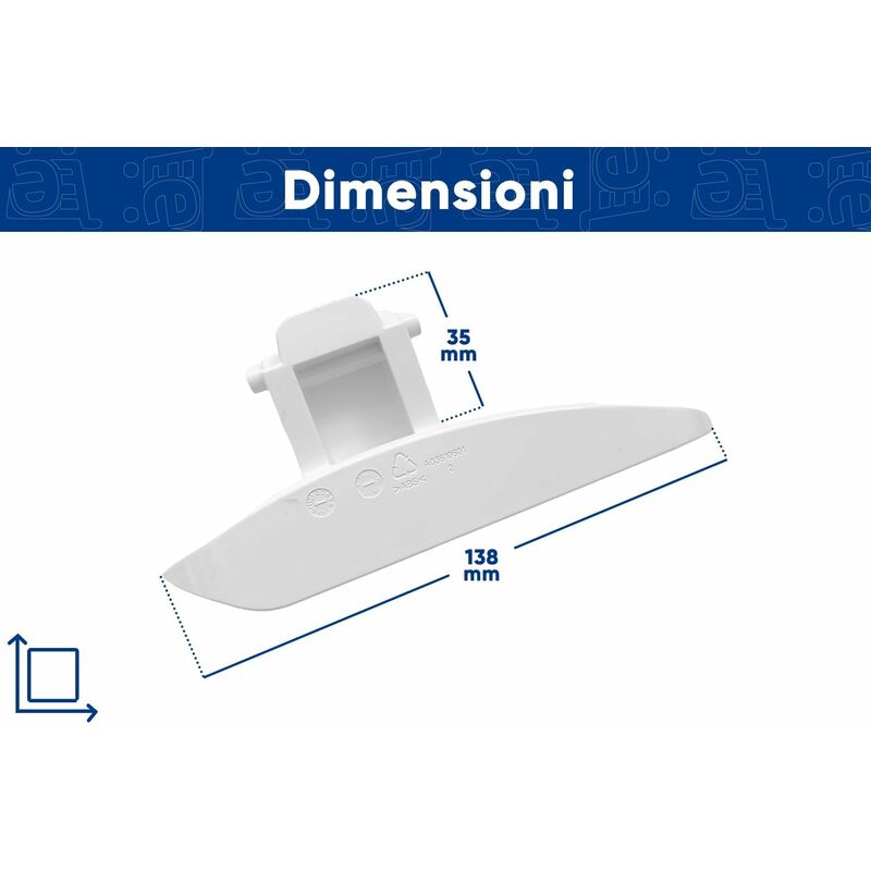Image of Ericambi® Kit Maniglia Porta Oblò per Lavatrice, Compatibile con Rex Electrolux Zoppas, Completo di Nasello, Piolino e Molla. Dimensioni 138x62 (mm)