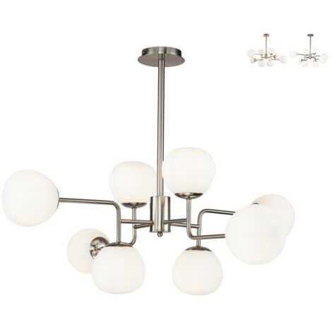 Erich Globe Lámpara Colgante de Techo Níquel, 8 Luces, E14