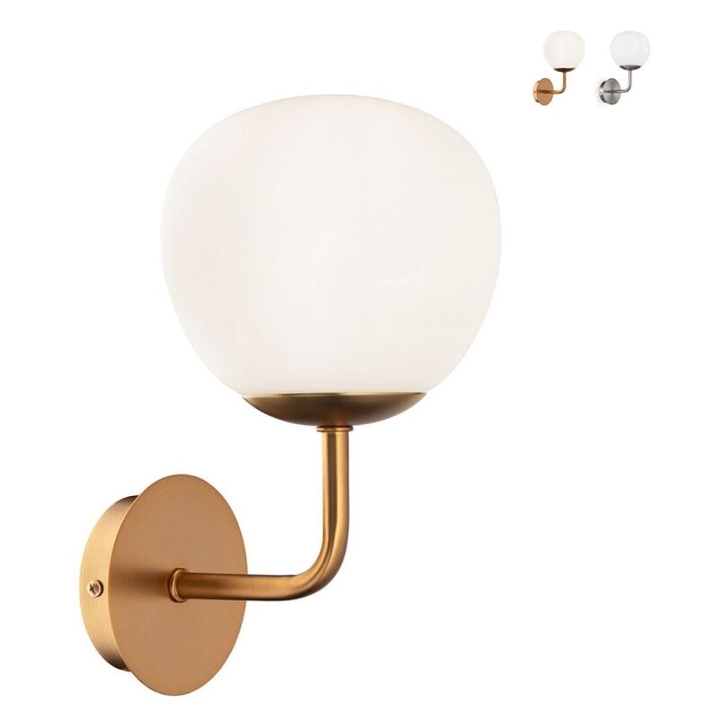 Applique a parete lampada a muro paralume a sfera bianco Erich Maytoni - Gold