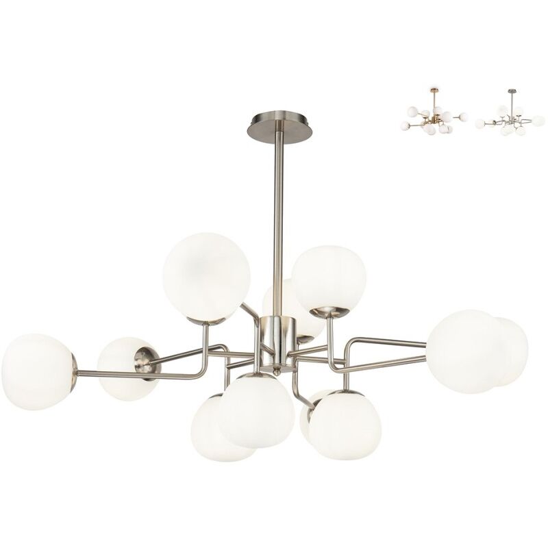 Maytoni - Lampada a sospensione 12 sfere vetro opaco design moderno Erich Silver