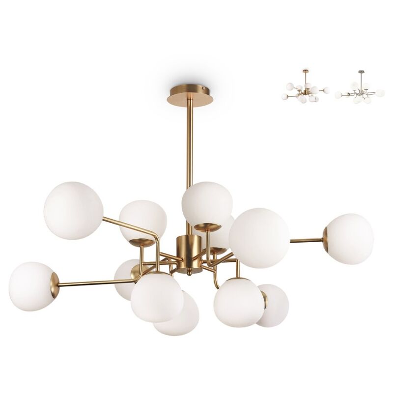 Lampada a sospensione 12 sfere vetro opaco design moderno Erich Maytoni - Gold