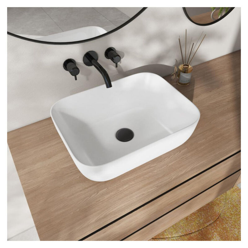 Vasque à Poser Rectangulaire en Céramique Blanche - 40 x 30 x 13cm, ERI-VB-026