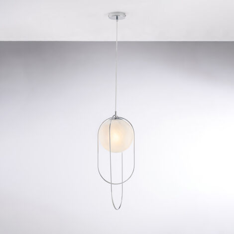 Erik Suspension 1 Lumière En Fer Chromé Avec Sphère Dm.20 156 D.23 Bl277-S1-Cr