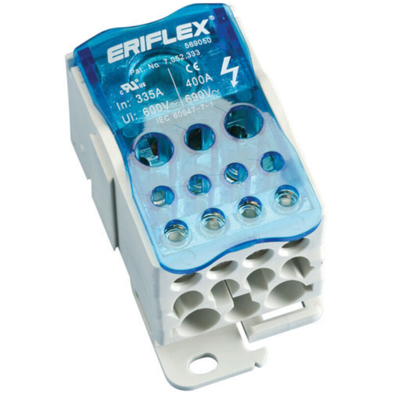 Nvent 569050 Répartiteur unipolaire, 400 a iec, 335 a ul/csa, Câble Line, 11 Câbles Load, Cuivre, Thermoplastique - Erico