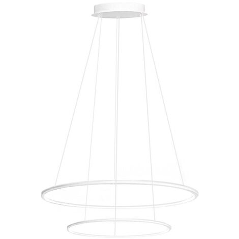 ERIKA S/2 LAMPADARIO SOSPESO 2 LUCI A LED 3000K 3700LM 80W(35W+45W) DIMMERABILE COLORE BIANCO D.60-80CM