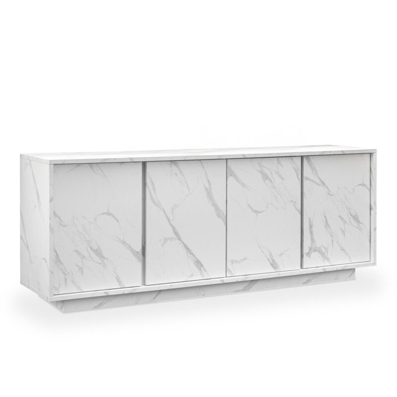 Eris - Buffet 4 portes effet marbre blanc