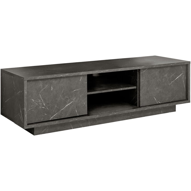 Mobilier Deco - eris - Meuble tv 2 portes 2 niches effet marbre noir