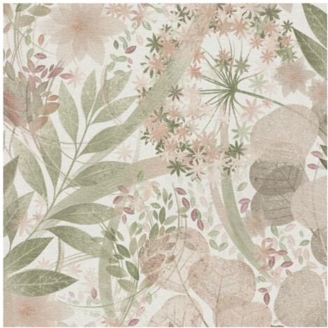 Erismann Floral  Green Pink Off White Non Woven Paste The Wall Wallpaper
