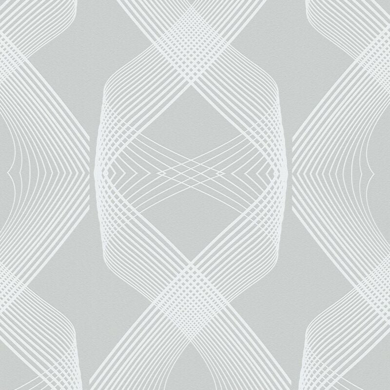 Natalia Geometric Wave Grey Wallpaper Glitter Textured Paste The Wall - Erismann