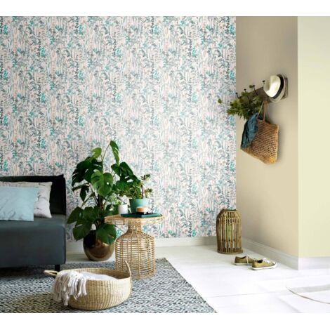Erismann Vliestapete 10258-18 Casual Chic, Floral türkis, 10,05 x 0,53 m