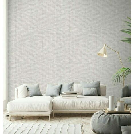 Erismann White Brown Grey Mix Glitter Plain Woven Linen Effect Vinyl Wallpaper