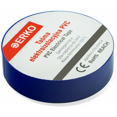 ERKO 10 pezzi di nastri isolanti elettrici professionali blu 15 mm x 10 m, per isolare fili, cavi elettrici e di telecomunicazione e per marcare fili e fasci di fili per tensioni fino a 6kV.