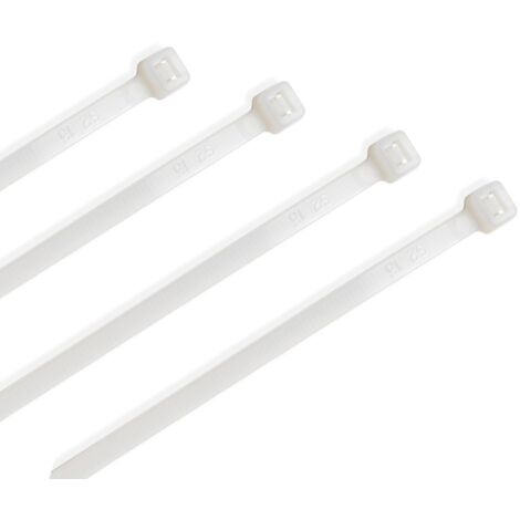 ERKO Fascette plastica bianche 200 x 7,6 mm 25 pezzi di cablaggio professionali, Resistente allatemperature, Resistenza alla rottura 54kg, forte