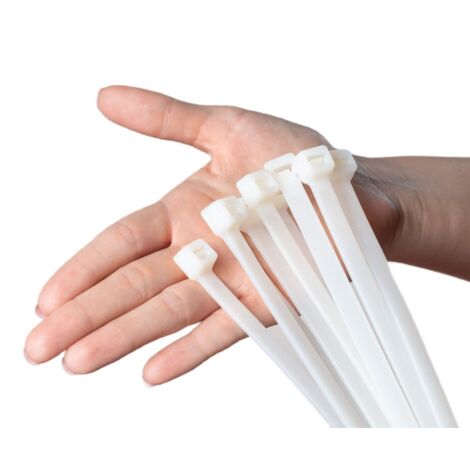 ERKO Fascette plastica bianche 300 x 7,6 mm 25 pezzi di cablaggio professionali, Resistente allatemperature, Resistenza alla rottura 54kg, forte