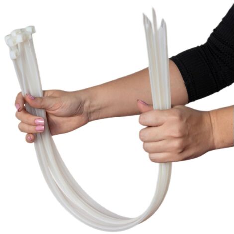ERKO Fascette plastica bianche 450 x 7,6 mm 100 pezzi di cablaggio professionali, Resistente allatemperature, Resistenza alla rottura 54 kg, Molto forte