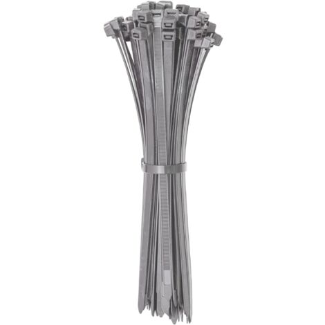 ERKO Fascette plastica grigio/argento 200 x 3,6 mm 100 pezzi breve, di cablaggio professionali, Resistente allatemperature, forte, Per il giardino, la casa, il garage, l'ufficio
