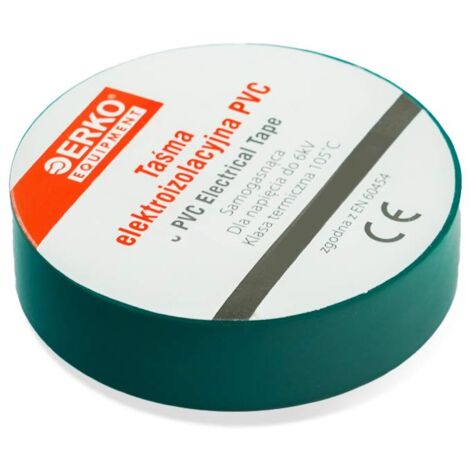 ERKO Nastro Isolante elettrico verde 15 mm x 10 m 10 Pezzi PVC Per isolare Riparare e legare, nastro adesivo, Per tensioni fino a 6 kv, elettrici professionali, flessibile, autoestinguente