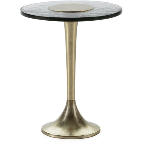 Ernennen Sie Tabelle 45x45x56 Glas / Gold -Metall -Accessoires und Geschenke / Skulpturen für alle Stile, um dem Haus eine Note zu verleihen