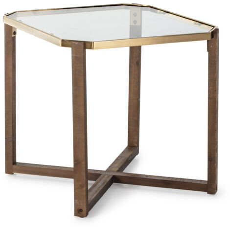 Ernennen von Tabelle 60x60x60 Glas/Holz/Gold Metall Vertikale Dekoration/Wandschmuck für alle Stile, um dem Haus eine Note zu verleihen