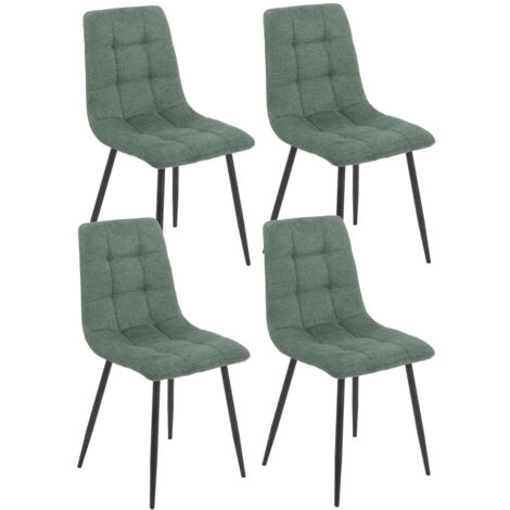 ERNEST - Lot de 4 Chaises Tissu Vert Pieds Métal Gris Anthracite