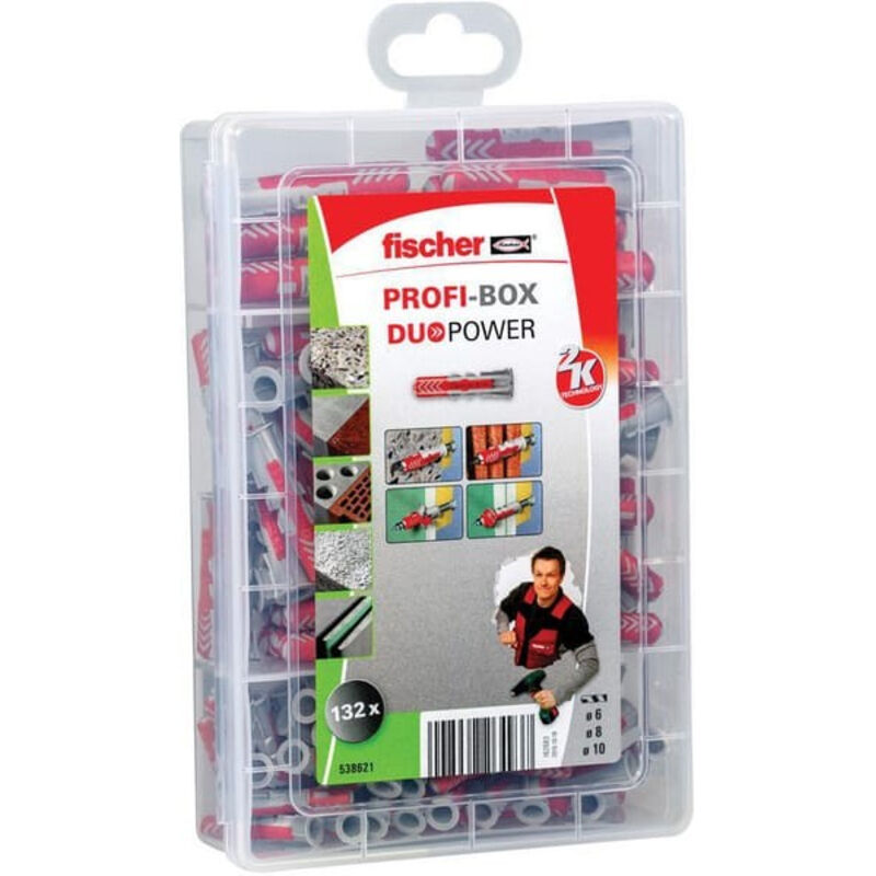 Fischer - Boîte de 132 chevilles tous matériaux DuoPower 538621 ø 6-8-10 mm Fischer - Boîte de 132 chevilles tous matériaux DuoPower 538621 ø 6-8-10 mm